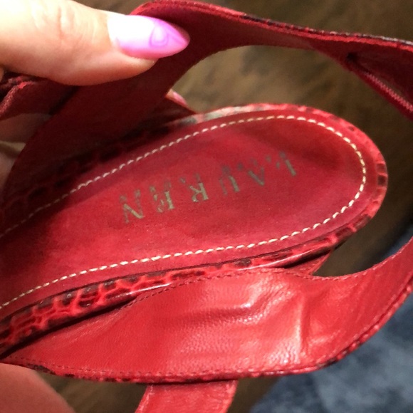 Lauren Ralph Lauren Red Croc Embossed Heels Sz 11. MCH0798B - Picture 4 of 6